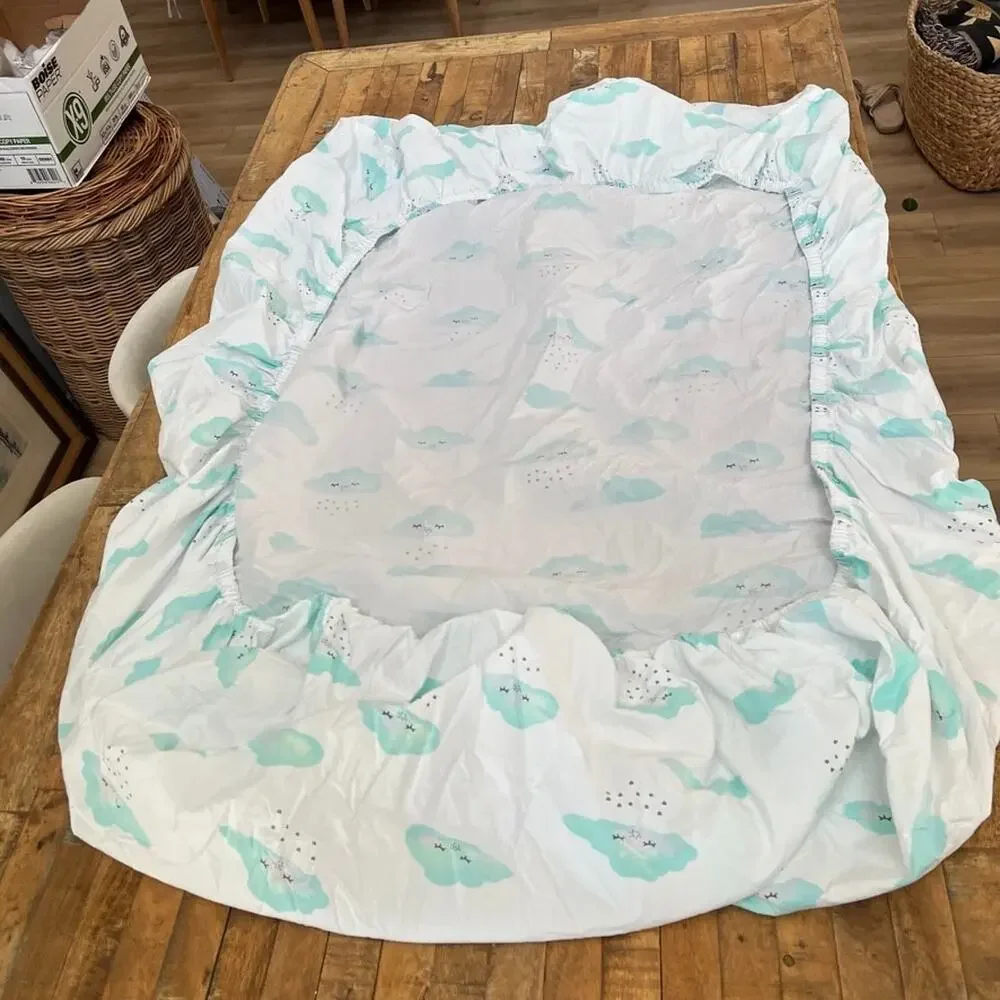 Crate & Kids Organic Cotton Twin Size Sheet Set Watercolor Cloud